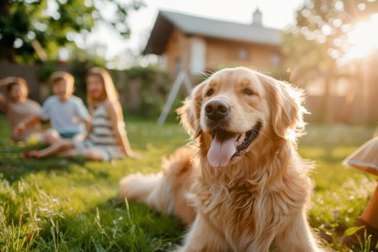 golden retriever sitting in park