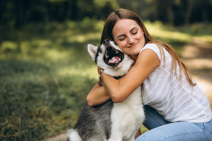 girl with her dog park