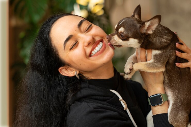 adorable chihuahua dog with female