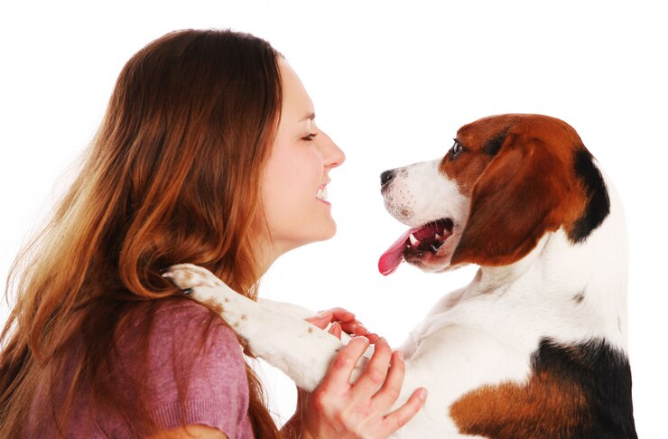 young woman with dog